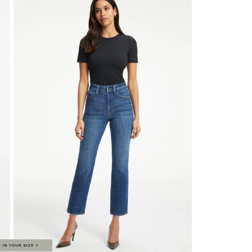 Good American Blue Straight Leg Jeans
